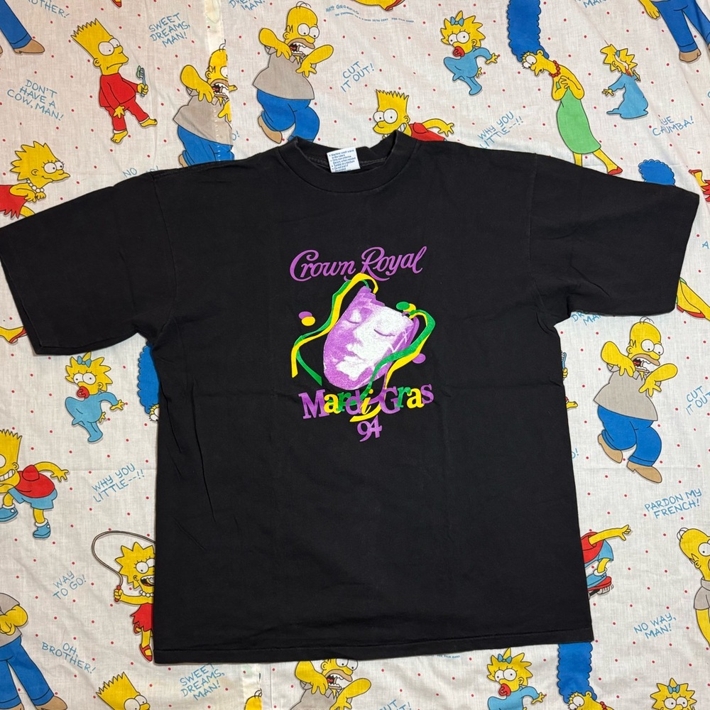Vintage 90s Crown Royal Mardi Gras Single Stitch Shirt Size XL - Picture 2 of 7